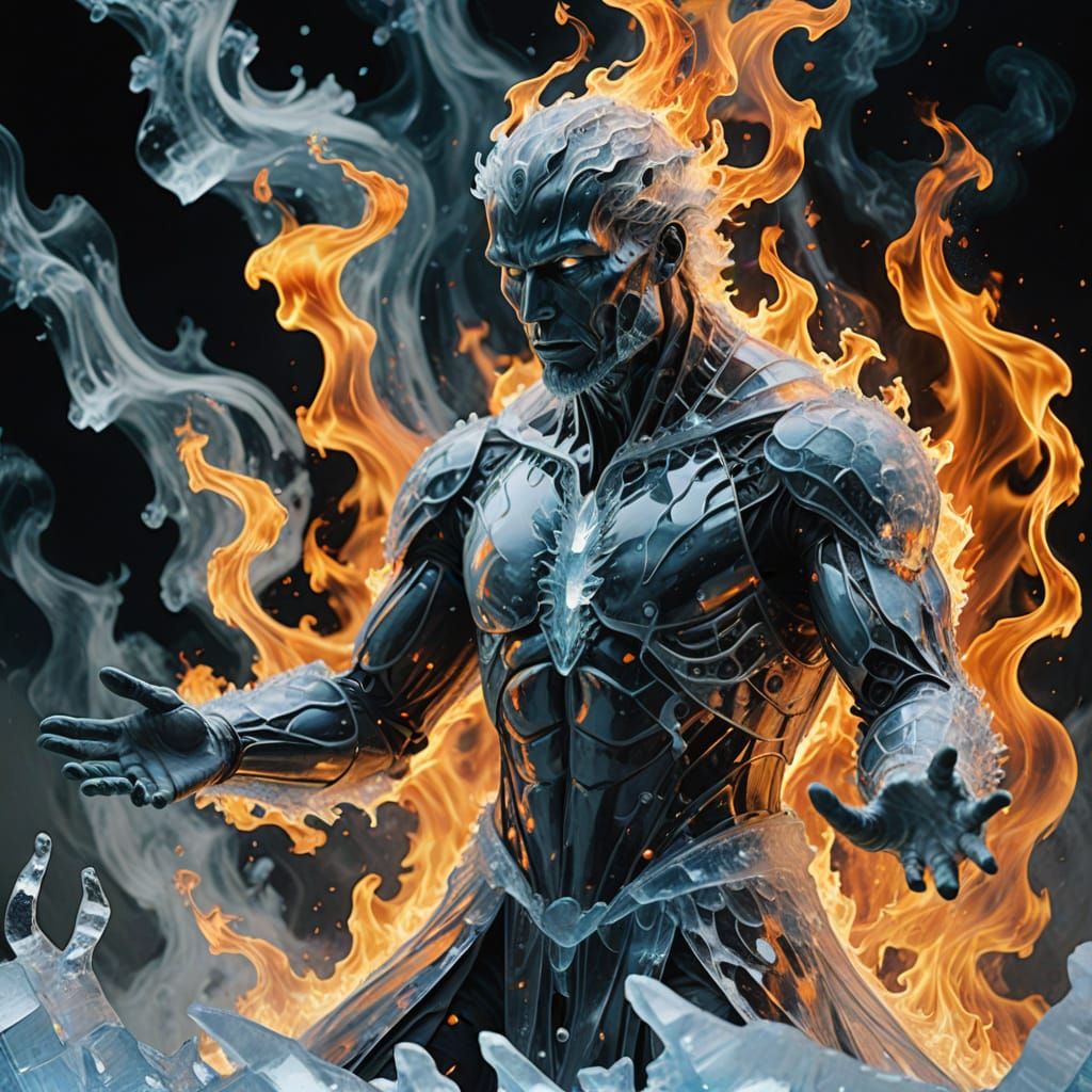 Surreal Ice and Fire Figures Abstract Impressionism