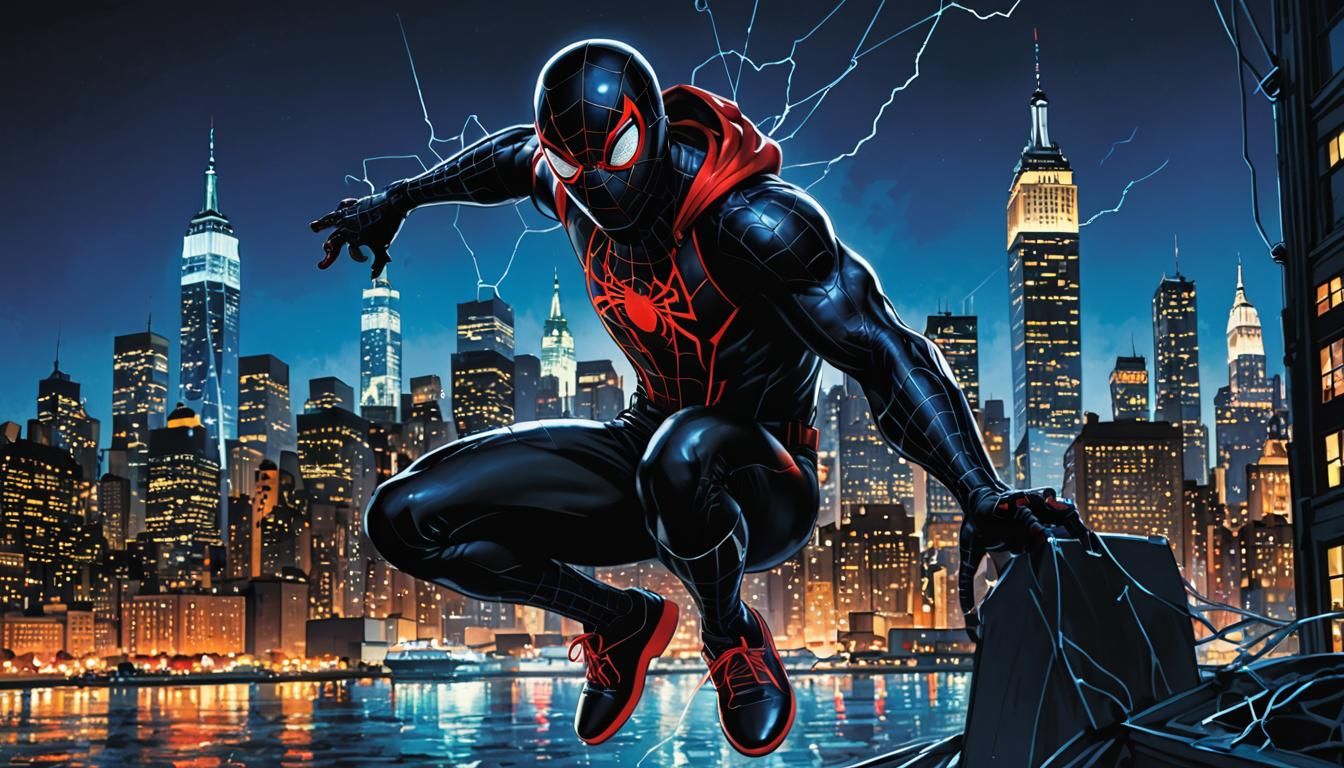 Miles Morales Swings Through High-Definition Cityscape