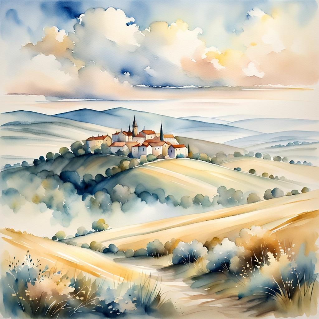 Ethereal Watercolor Cityscape in Turner Style