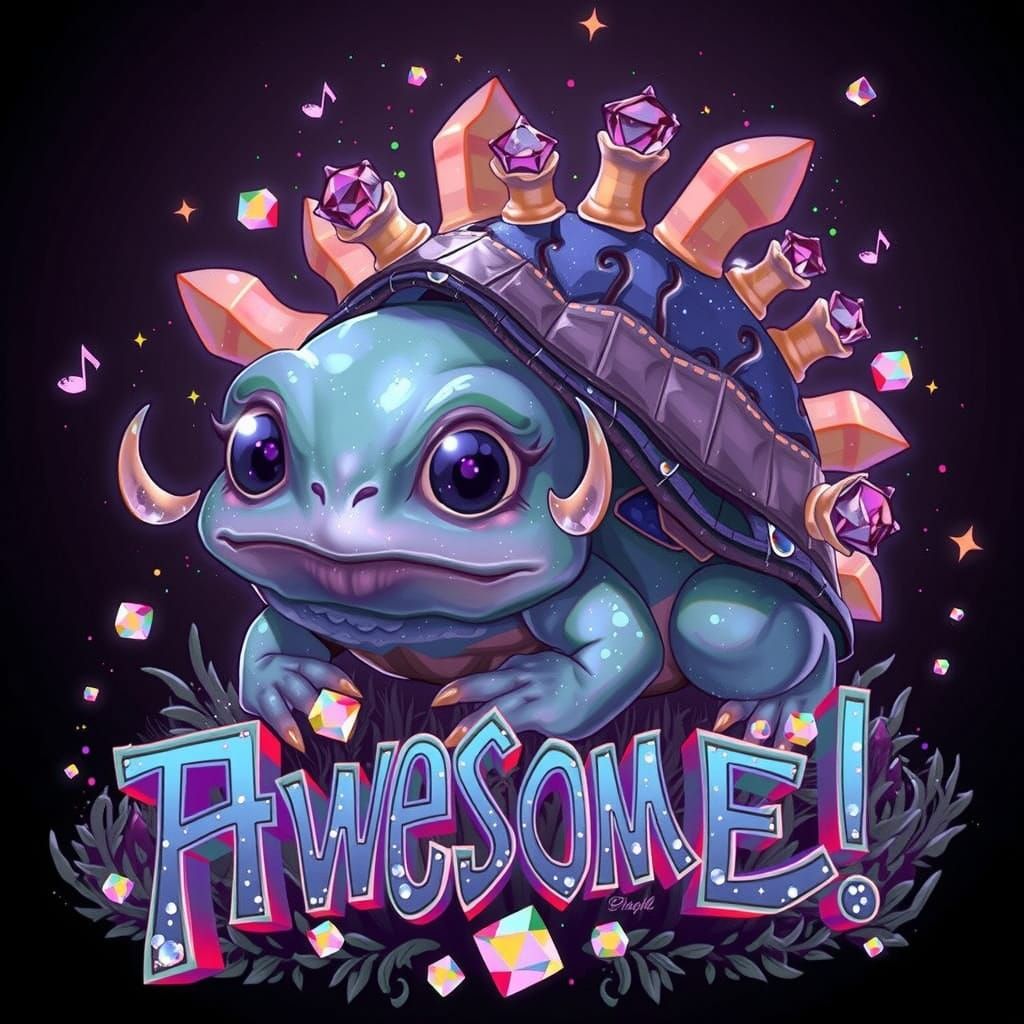 Psychedelic Frog-Tortoise Creature with Coral Antlers