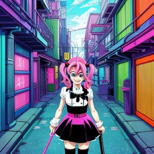Pinkie Pie as Harley Quinn: Anime Illustration