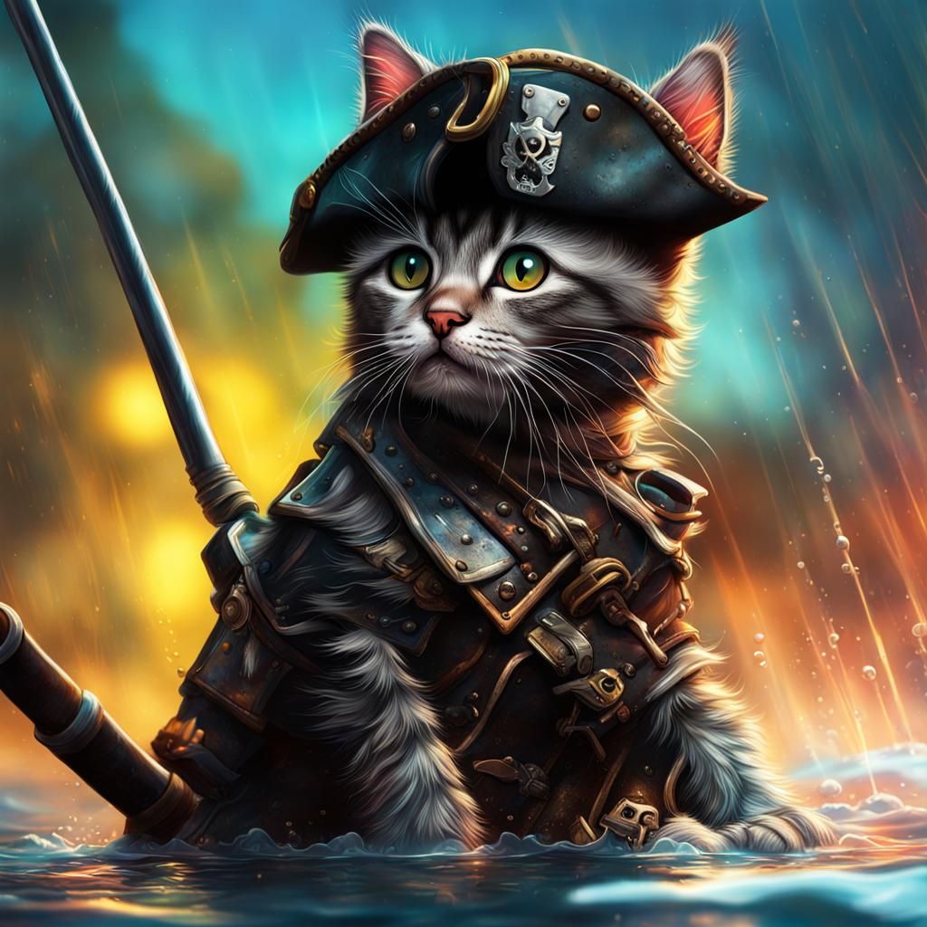 Hyperrealistic Pirate Kitten Concept Art
