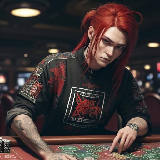 Samurai Cyborg Girl in Casino Core Theme