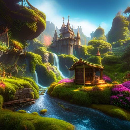 Whimsical Fairy Wonderland in 3D Game Style