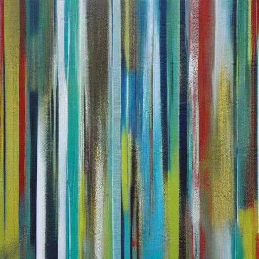 Abstract Geometric Painting with Stripes and Shapes