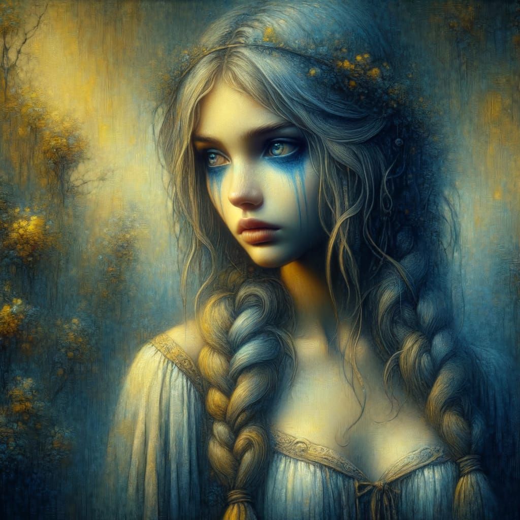 Melancholy Goddess in Goldenrod Twilight