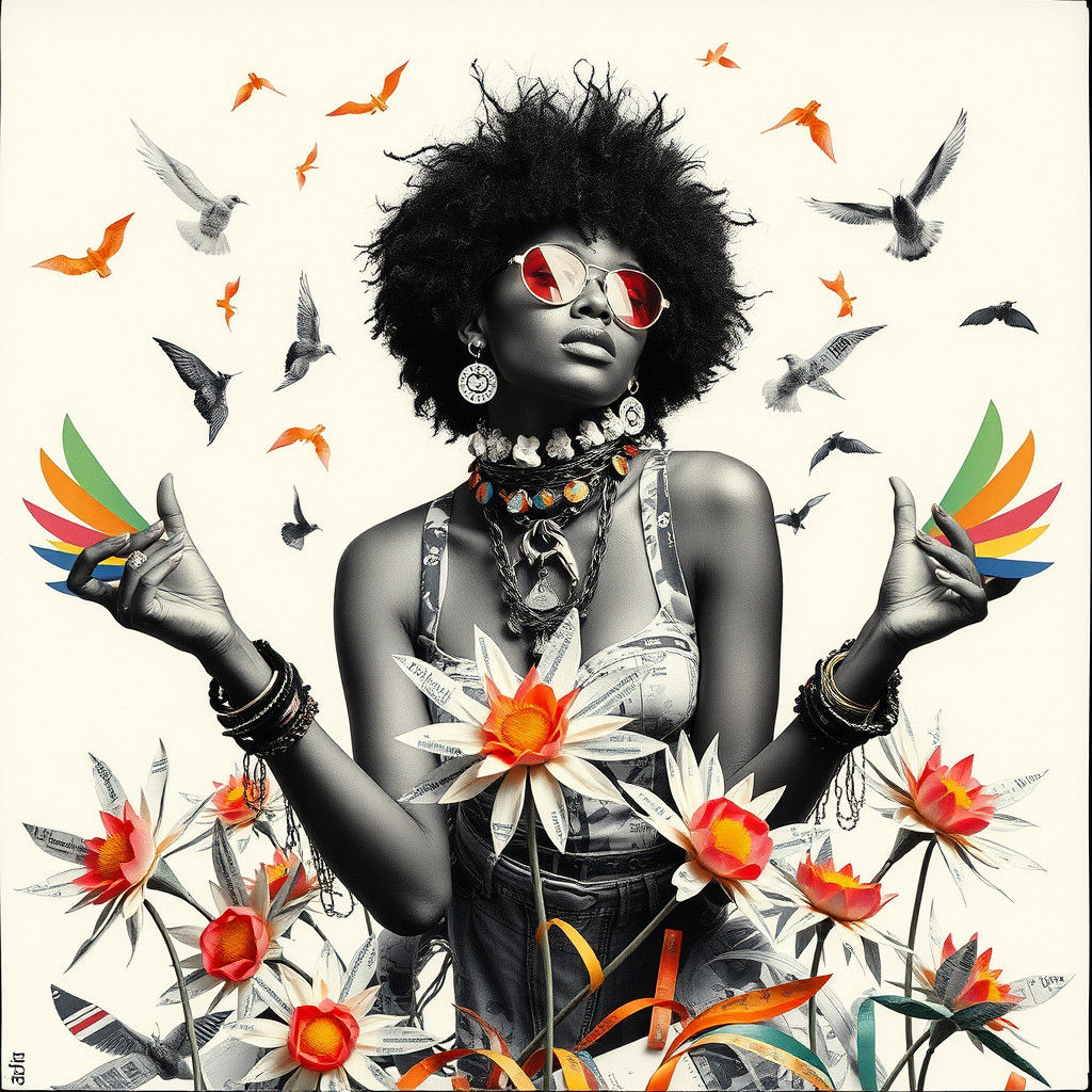Afro-Punk Persona in Surrealist Photogram Dreamscape