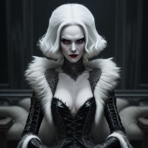 Cruella de Vil: Evil Sorceress in Hyperrealistic Style