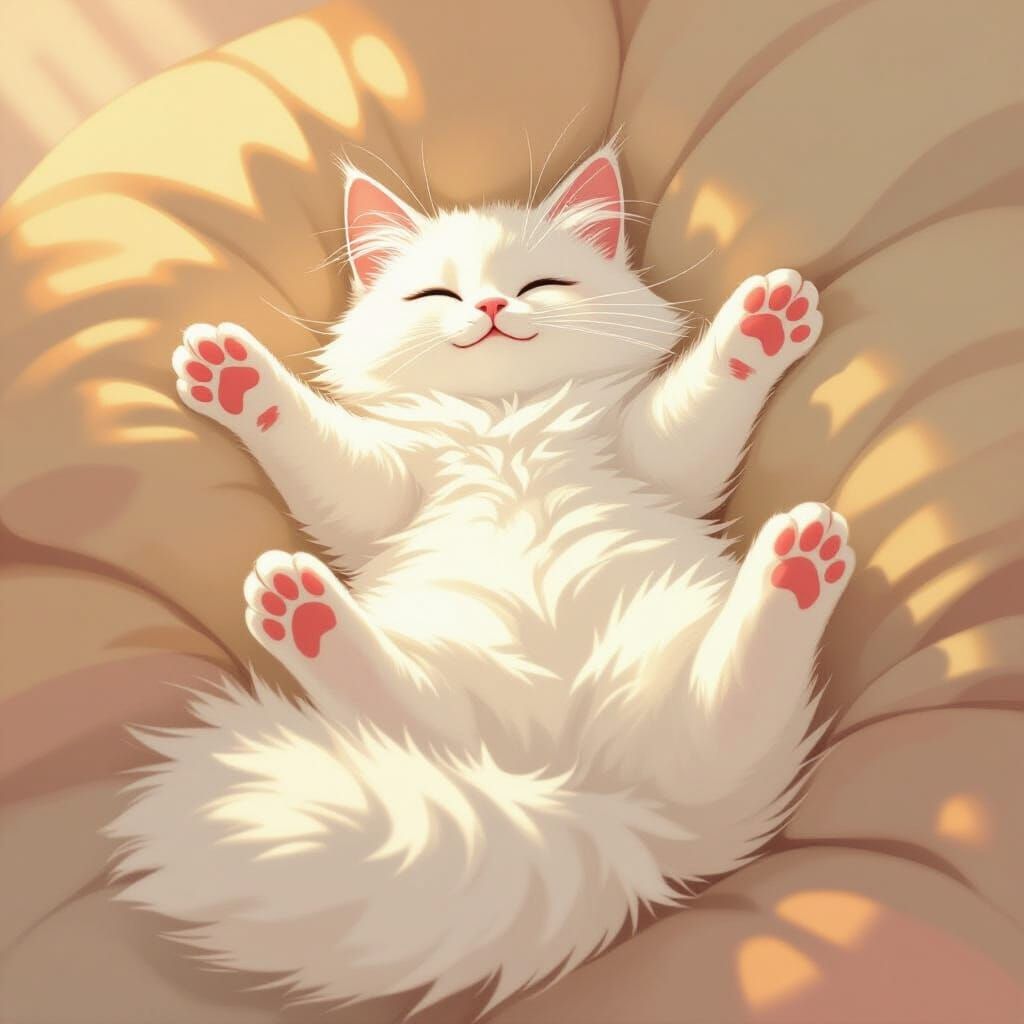 Adorable Cat Displaying Pink Toe Beans in Potter Style