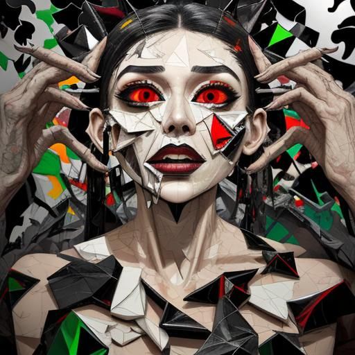 Fragmented Face: Surreal Digital Collage with Anaglyph Effec...