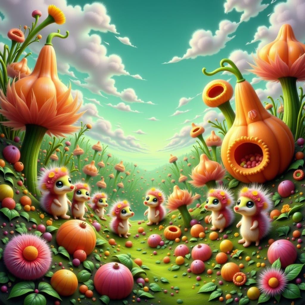 Crystalline Farmstand: A Whimsical Splash Art Scene