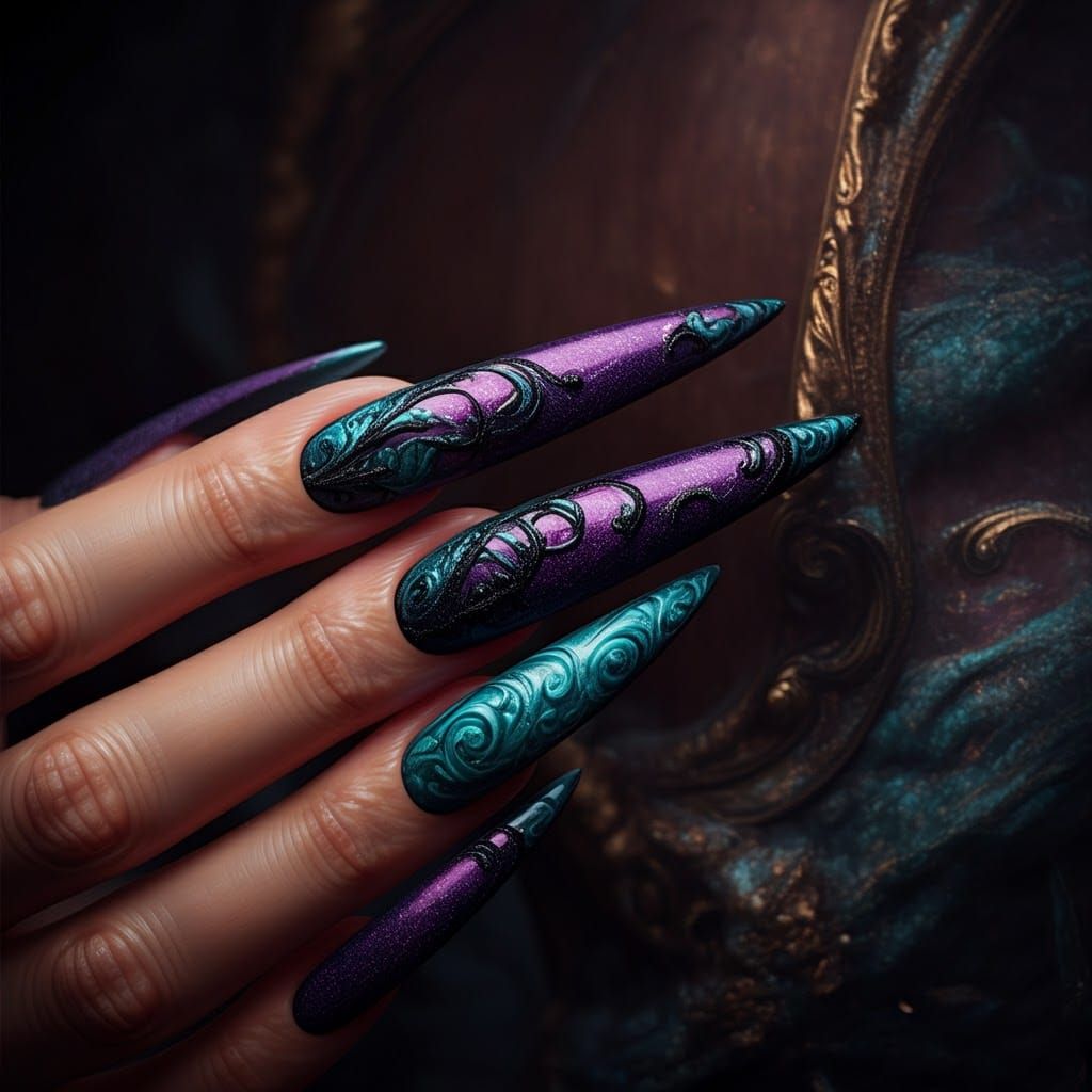 Luxurious Glitter Stiletto Nail Art Design