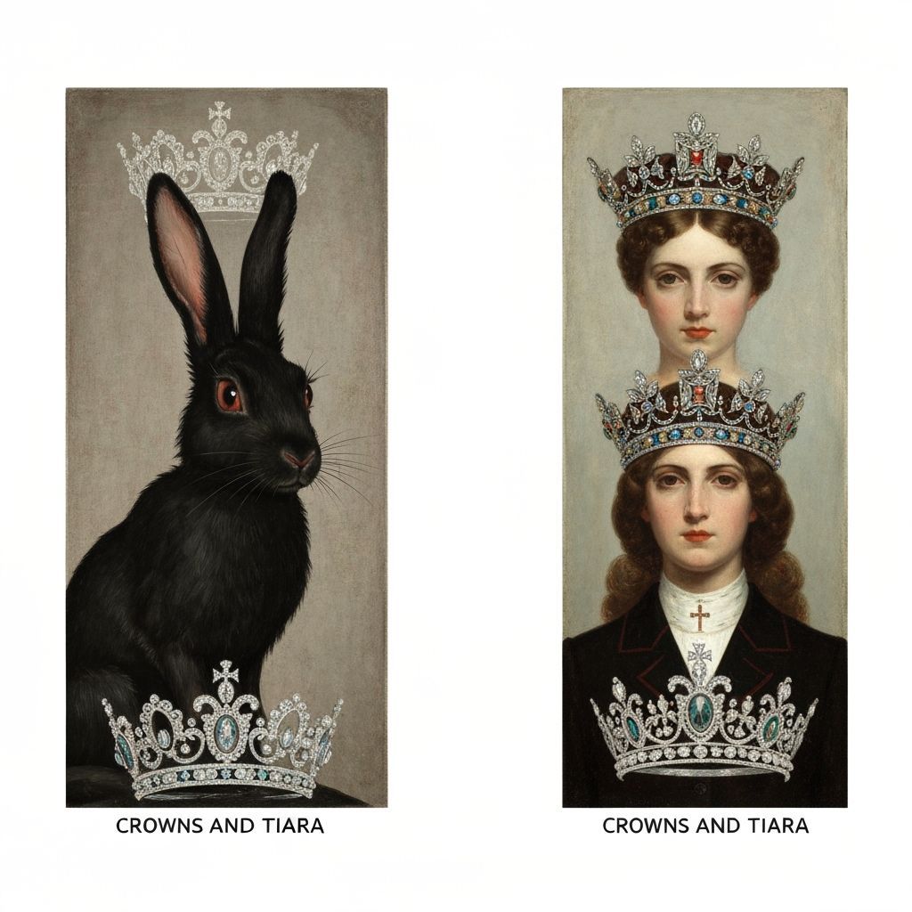 Devil Rabbit Exchanging Royal Headdresses in Baroque Style