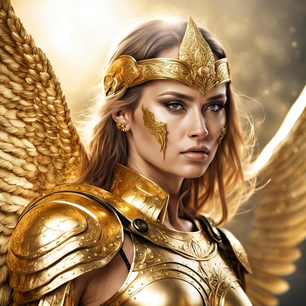 Golden Woman Warrior Angel Portrait