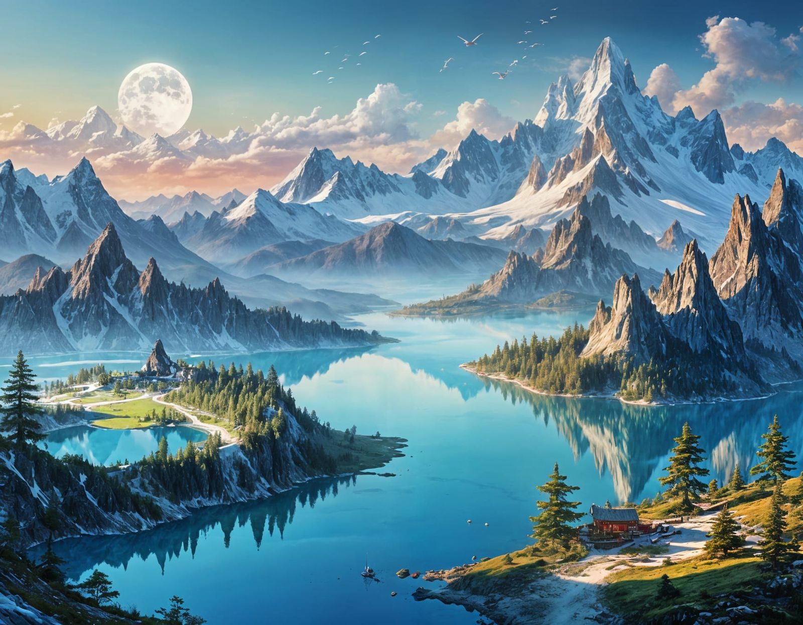 Blue Moon Lake and Jade Dragon Snow Mountain Art