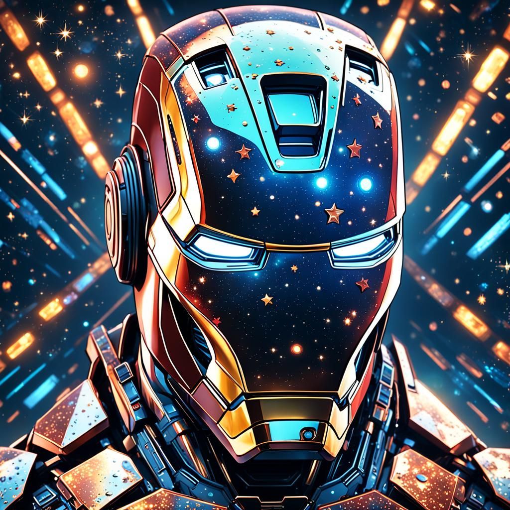 Iron Man in Starry Art Nouveau Constellation