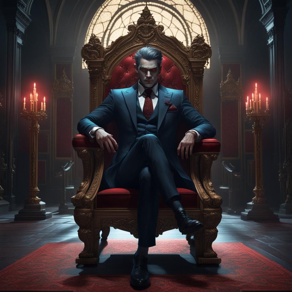 Vampire Portrait on Throne, Art Nouveau Style