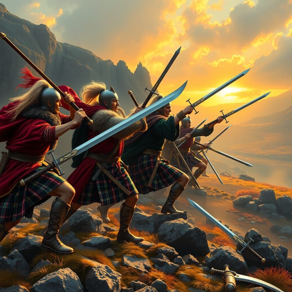 Highland Warriors Clash at Sunrise on the Isle of Skye