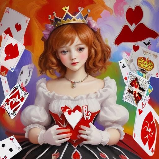 Queen of Hearts Plot in Impasto Acrylic Painting
