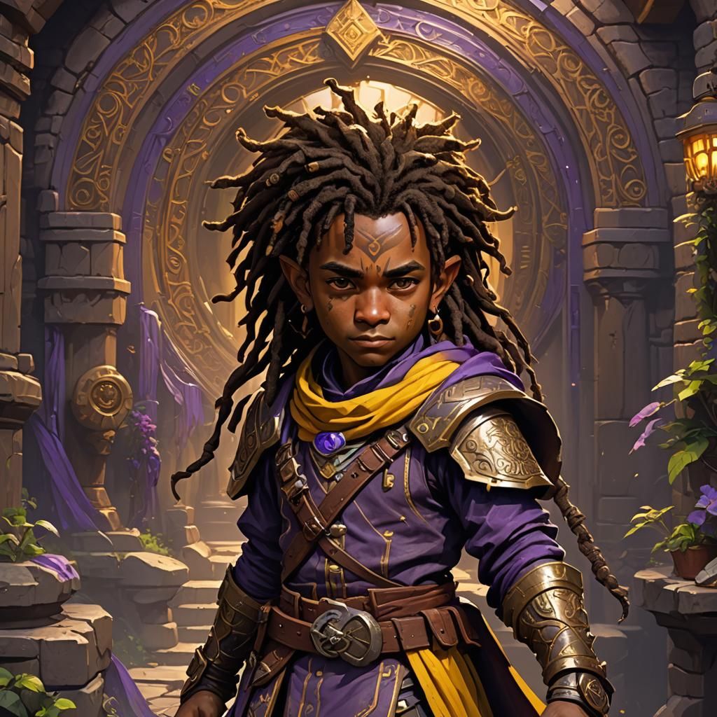 Halfling Rogue in Dark Fantasy Style