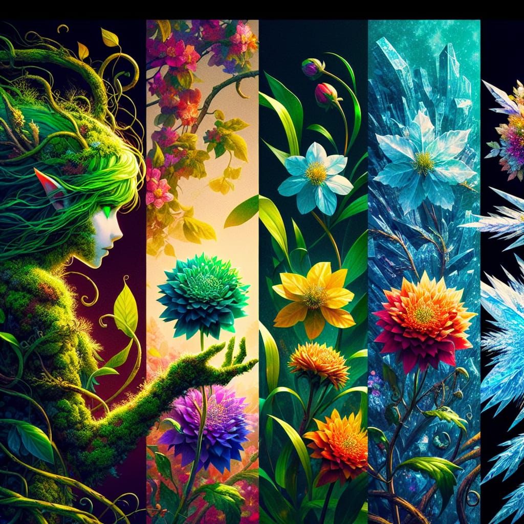 Anime Dryad Girl Observes the Seasons