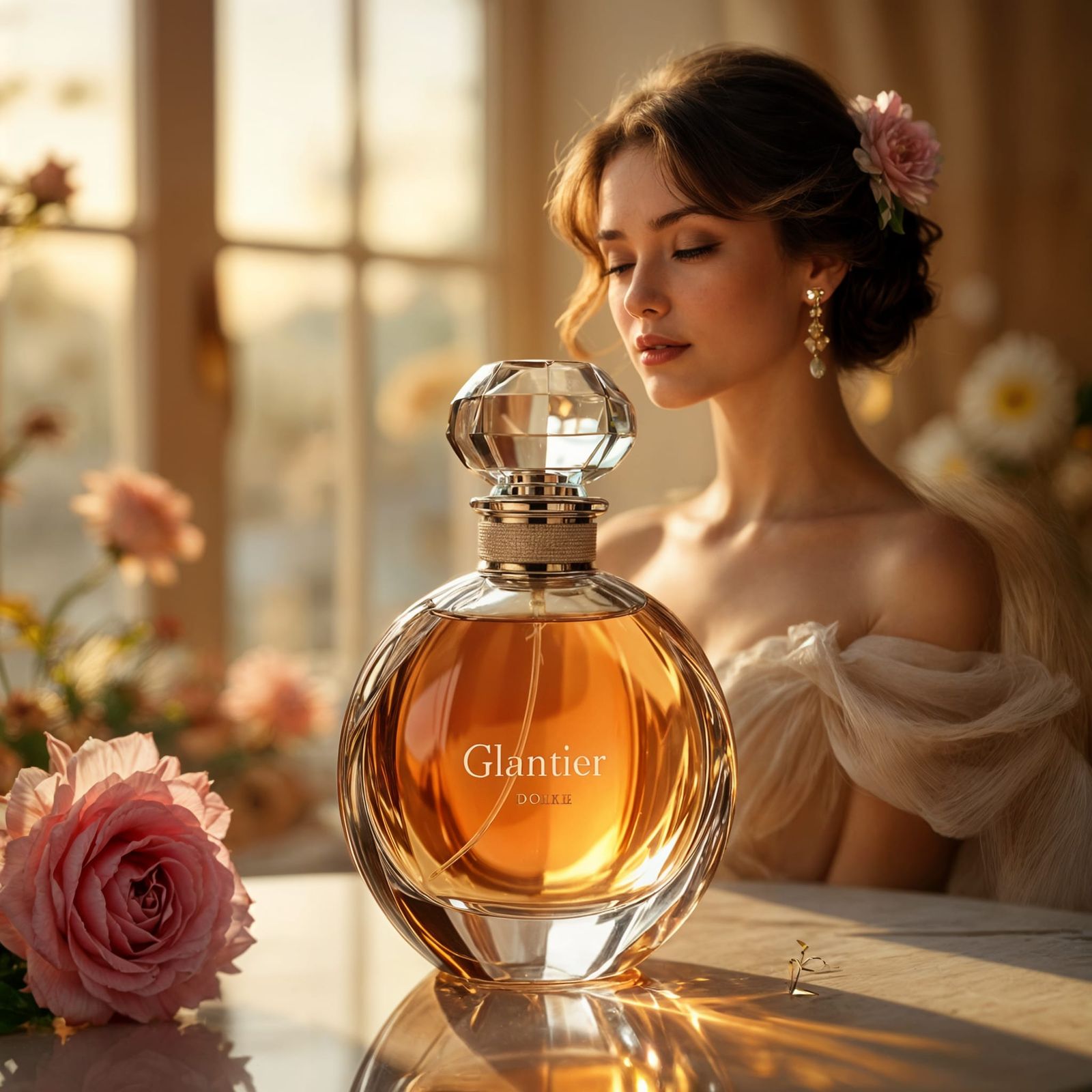 Glantier Perfume Bottle Shines in Golden Sunlight