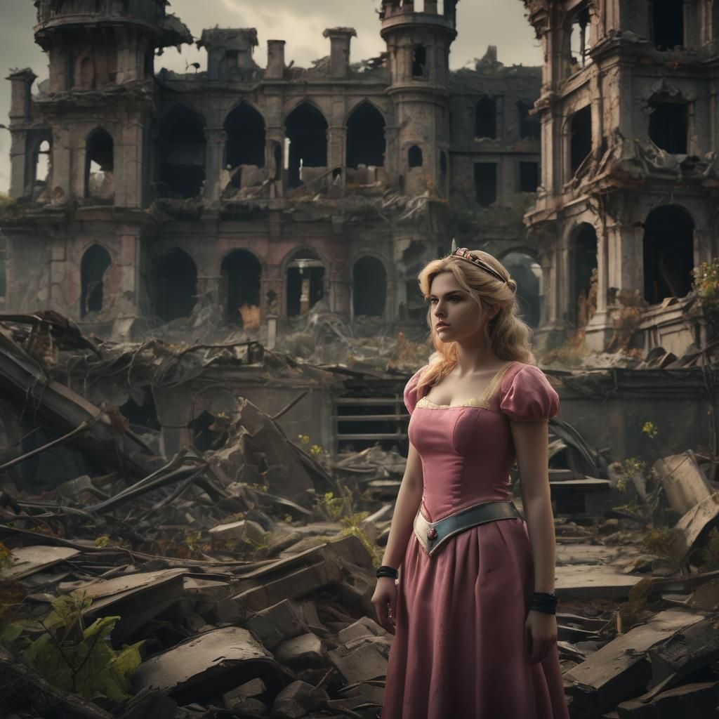 Princess Peach in Dark Fantasy Ruins