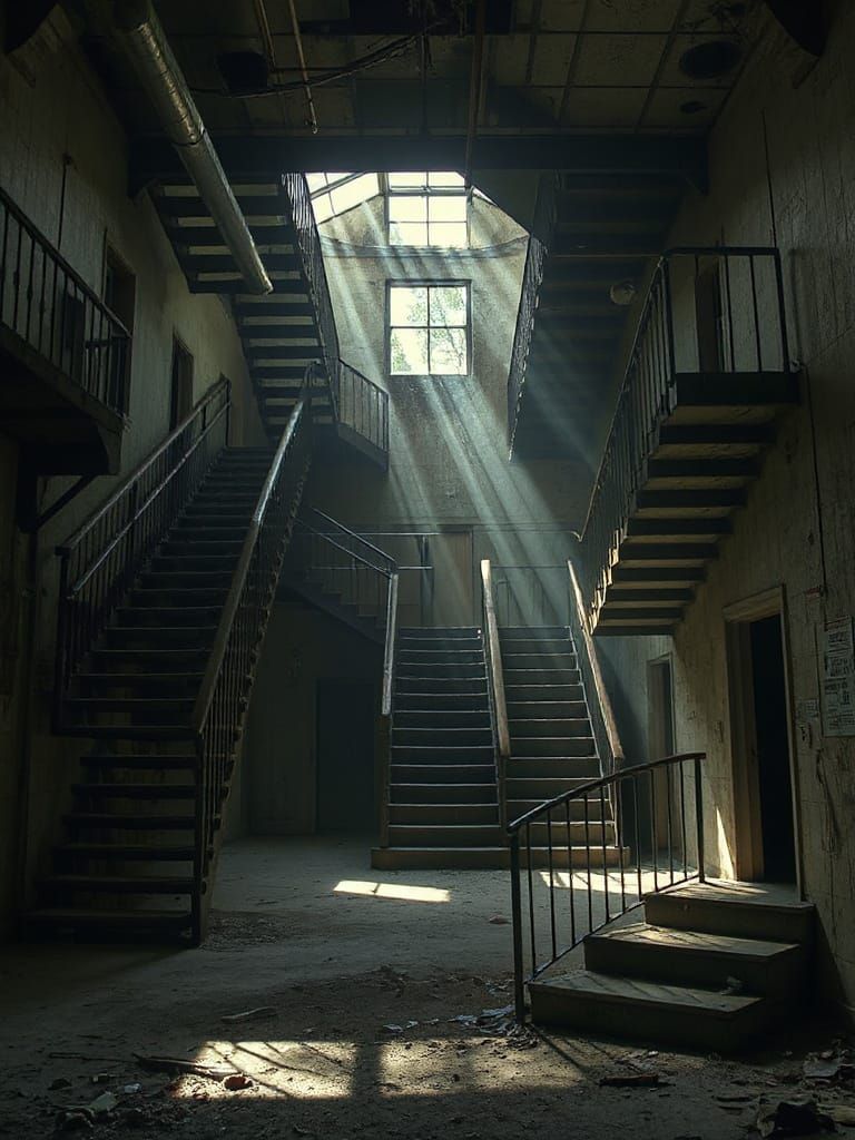 Surreal Horror: Impossible Staircases in Abandoned Hospital