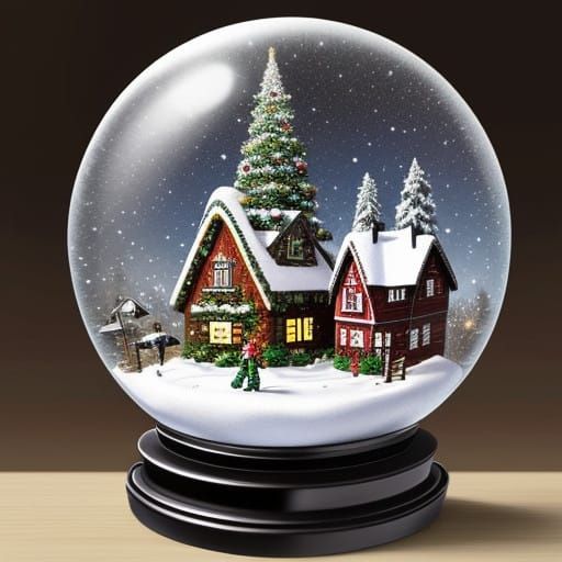 Winter Wonderland Snowglobe Scene in Festive Christmas Villa...