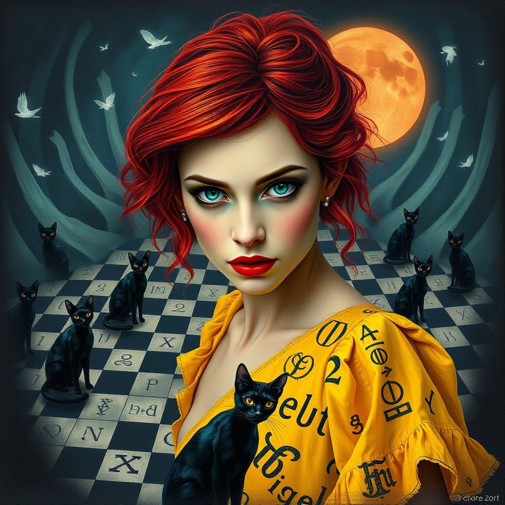 Mysterious Woman Emerges from Distorted Grid