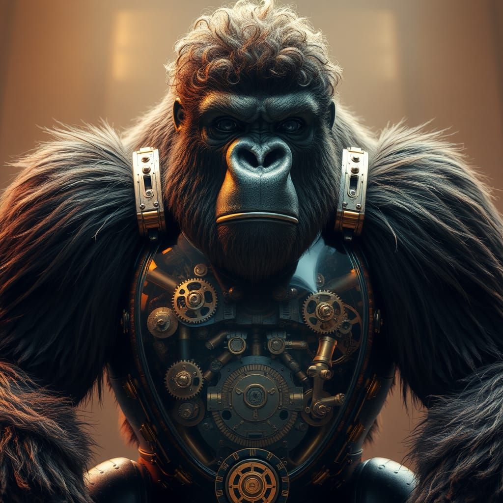 Steampunk Gorilla with Visible Cogs