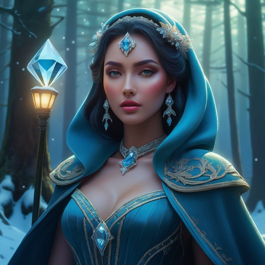 Diamond Woman and Girl in Ethereal Forest