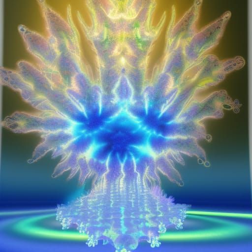 Water Crown Mandelbrot in Watercolor Style