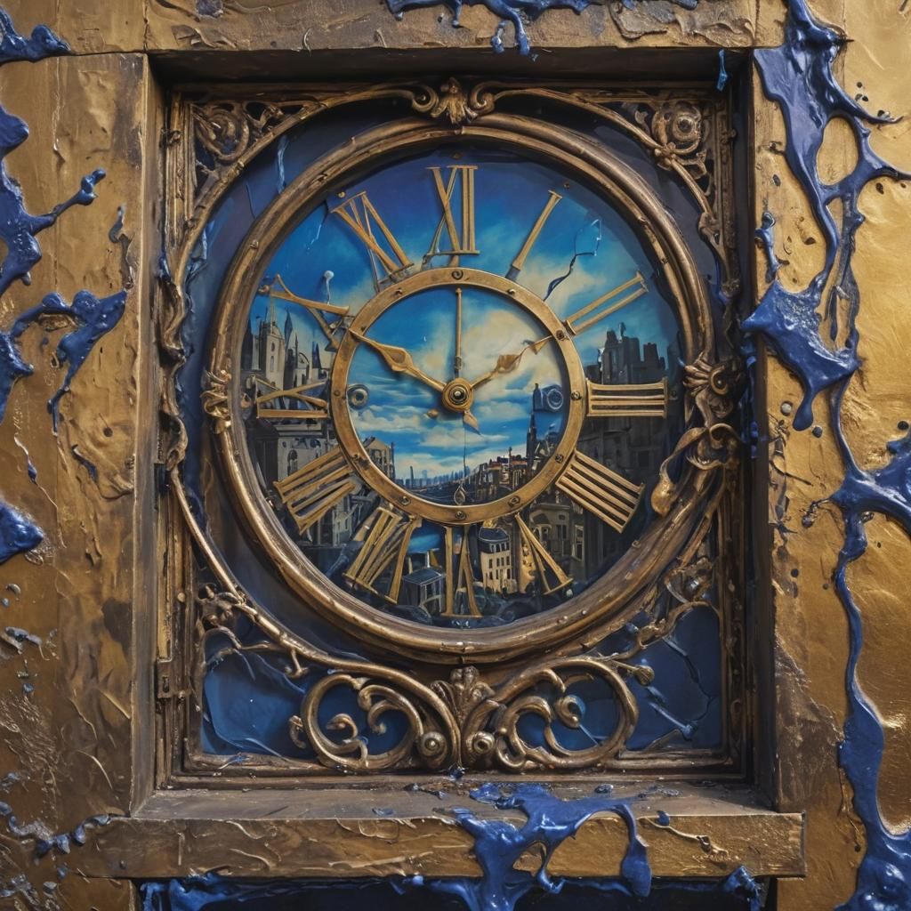 Surreal Melting Cityscape Window in Dali Style