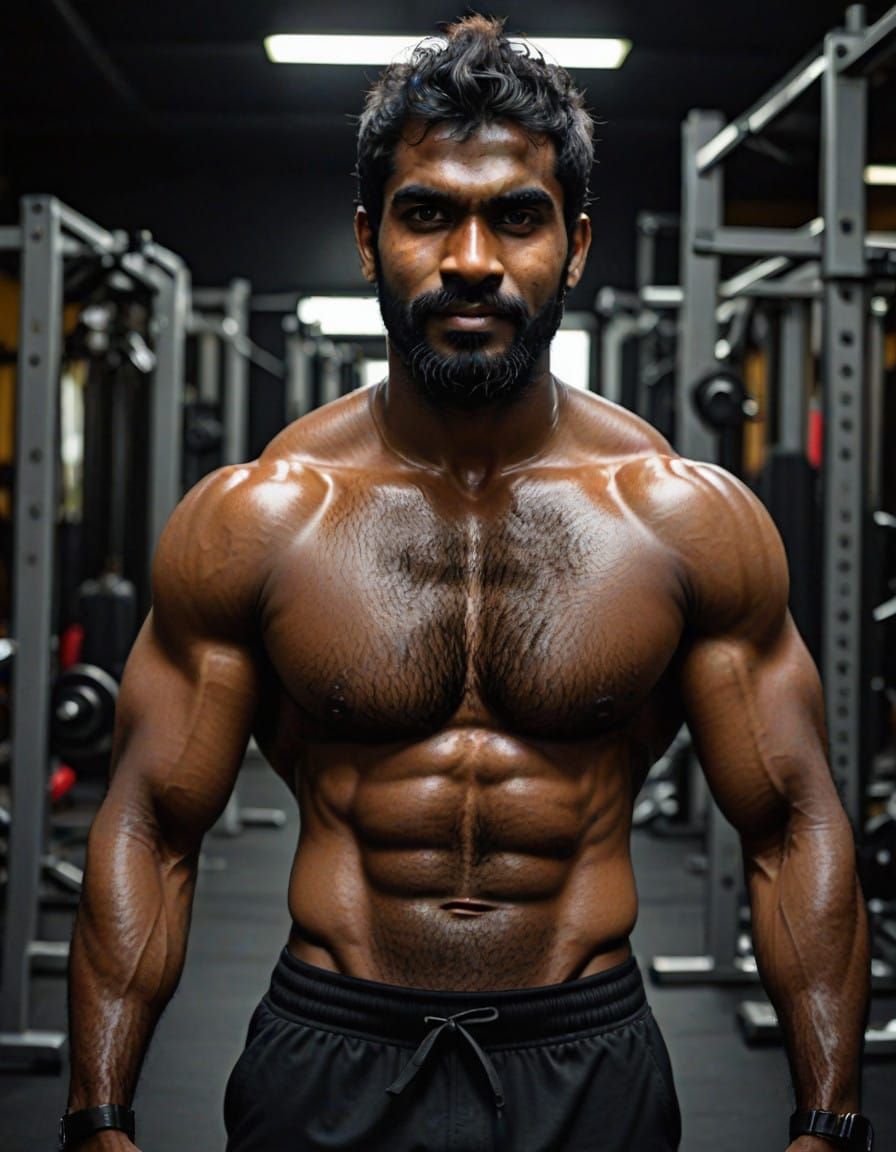 Strong South Asian Male in Hyper-Realistic Portrait