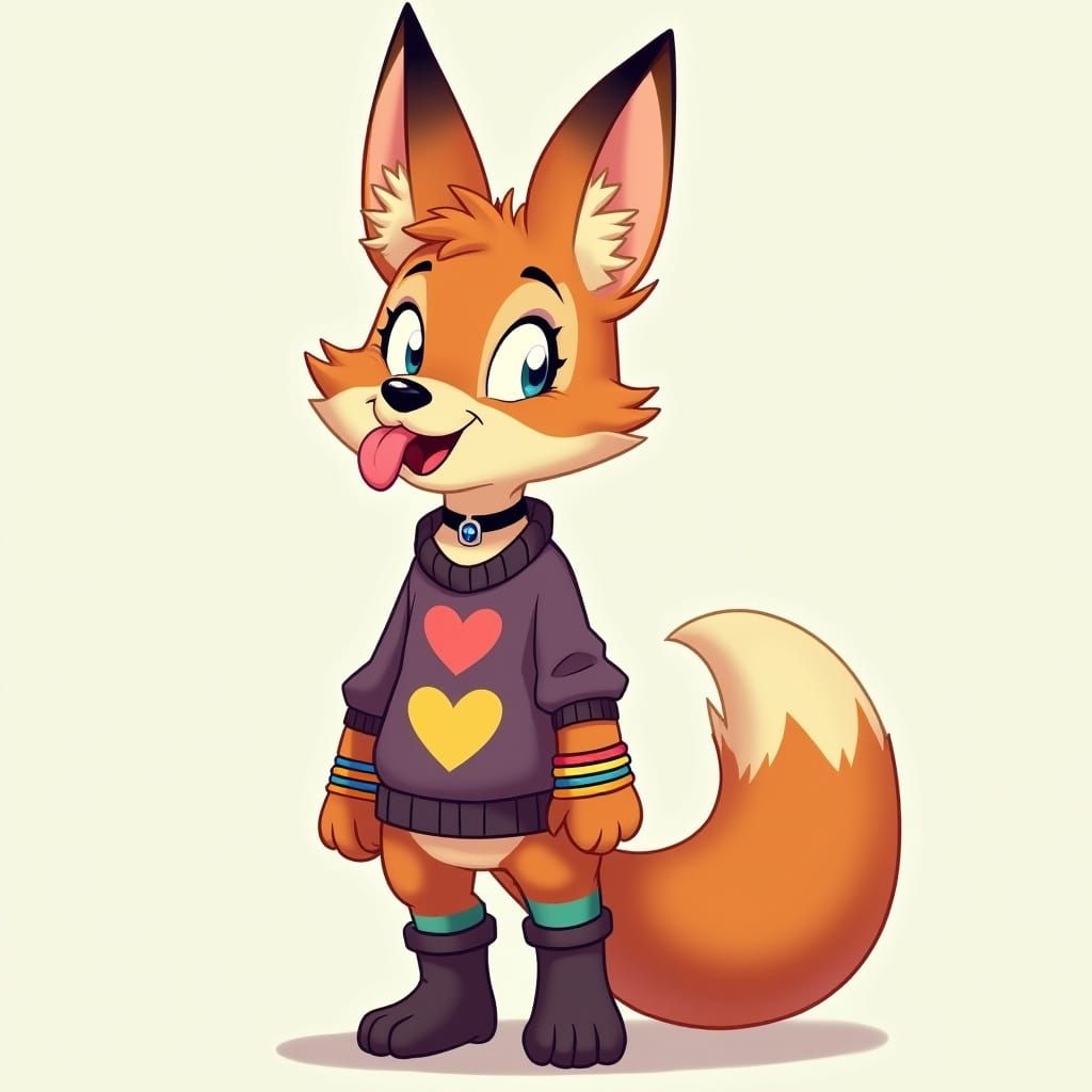 Cute Fox-Wolf-Dingo Hybrid with Playful Expression