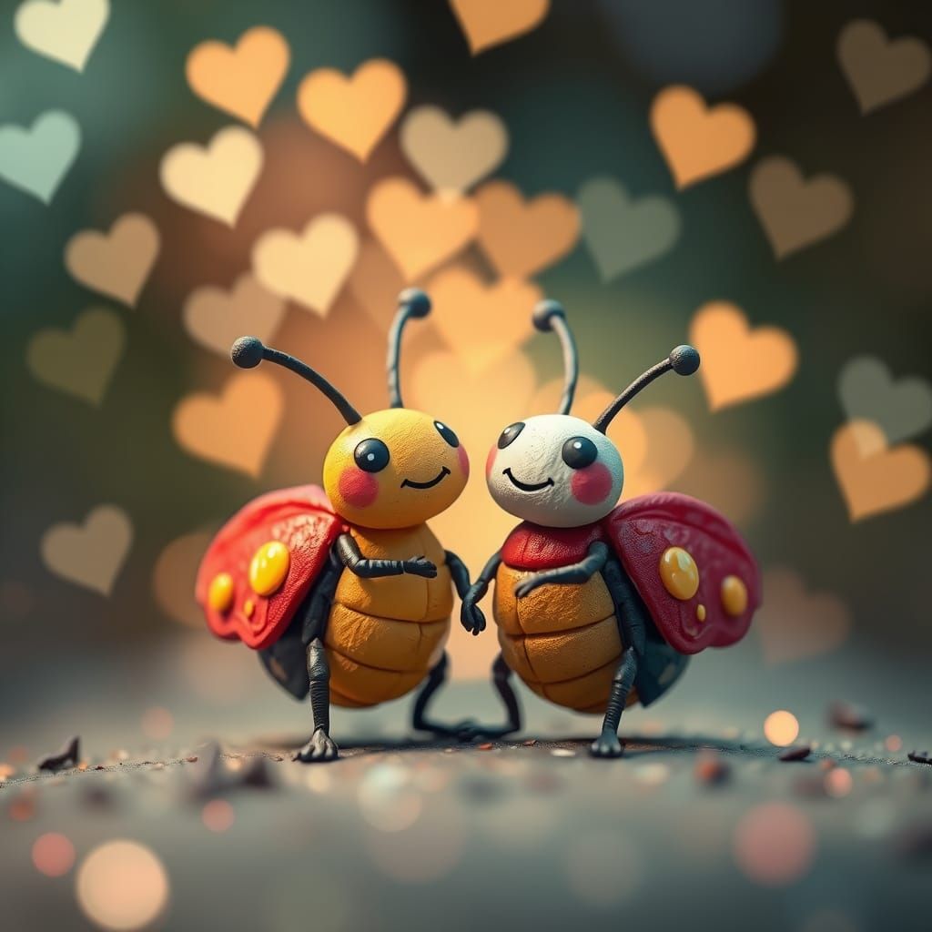 Adorable bug claymation couple ๐๐โจ