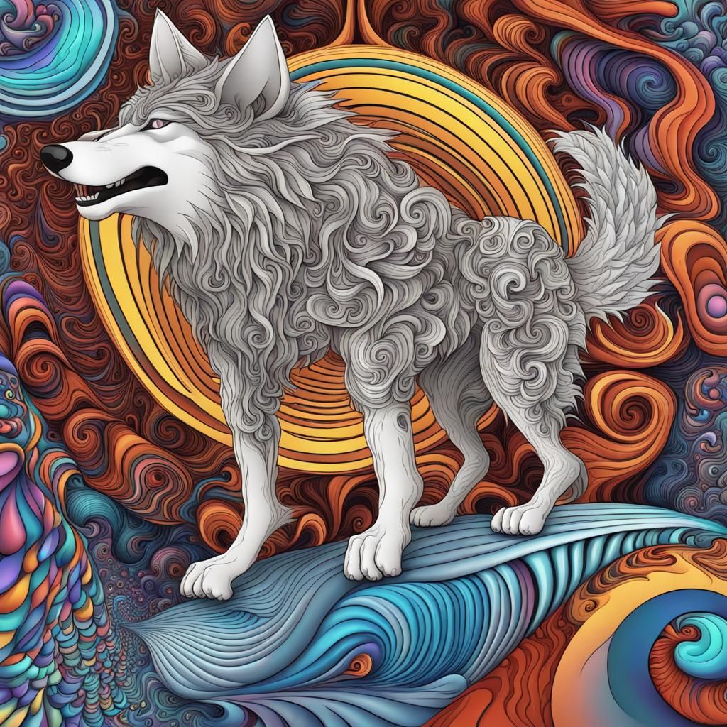 Abstract Wolves in Psychedelic Hallucination