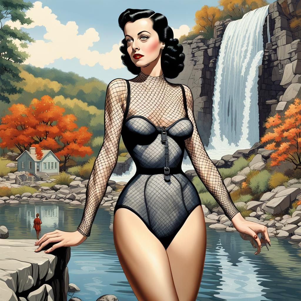 WW2 Superheroine in Norman Rockwell Style