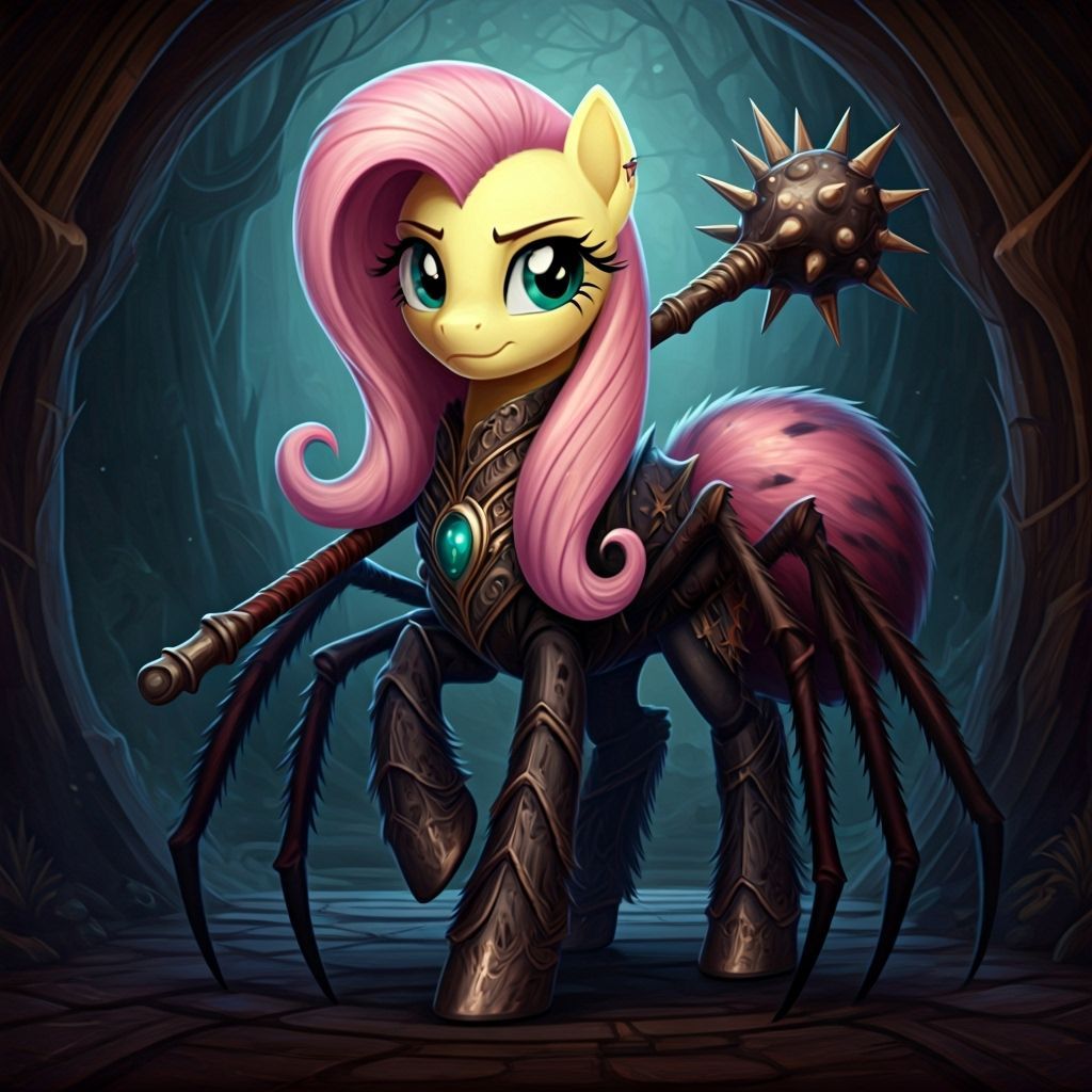 Spider Druid Fluttershy Wielding Mace