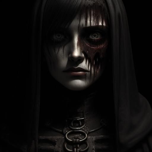 Macabre Portrait of Cannibalistic Woman in Renaissance Style