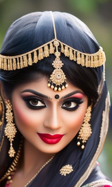 Beautiful Indian girl with brown eyes and black hair