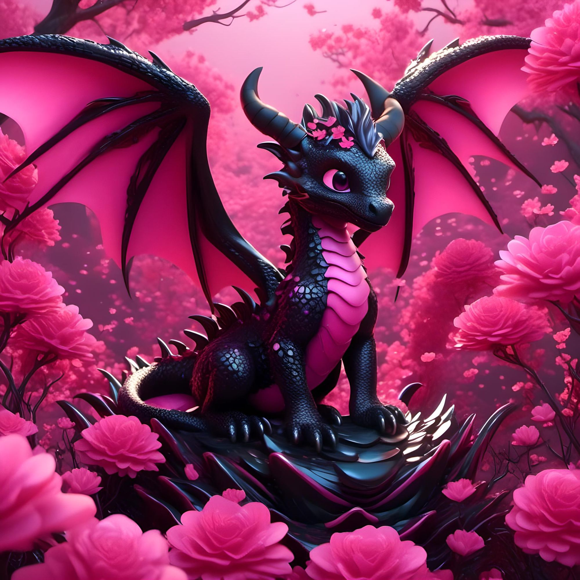 Adolescent pink dragon - Metallic Pink Dragon Sleeping in F