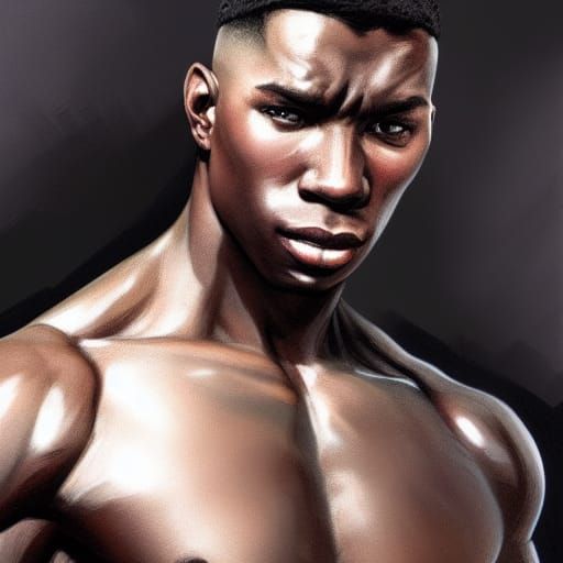 Detailed Portrait of Muscular Teen in Hyperrealistic Style