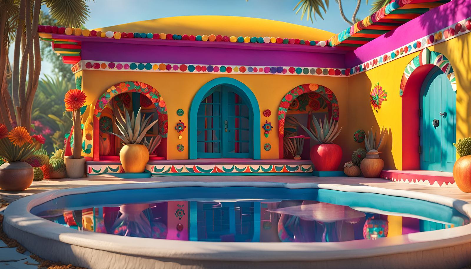 Colorful Mexican Pavilion in Hyper-Realistic Digital Art