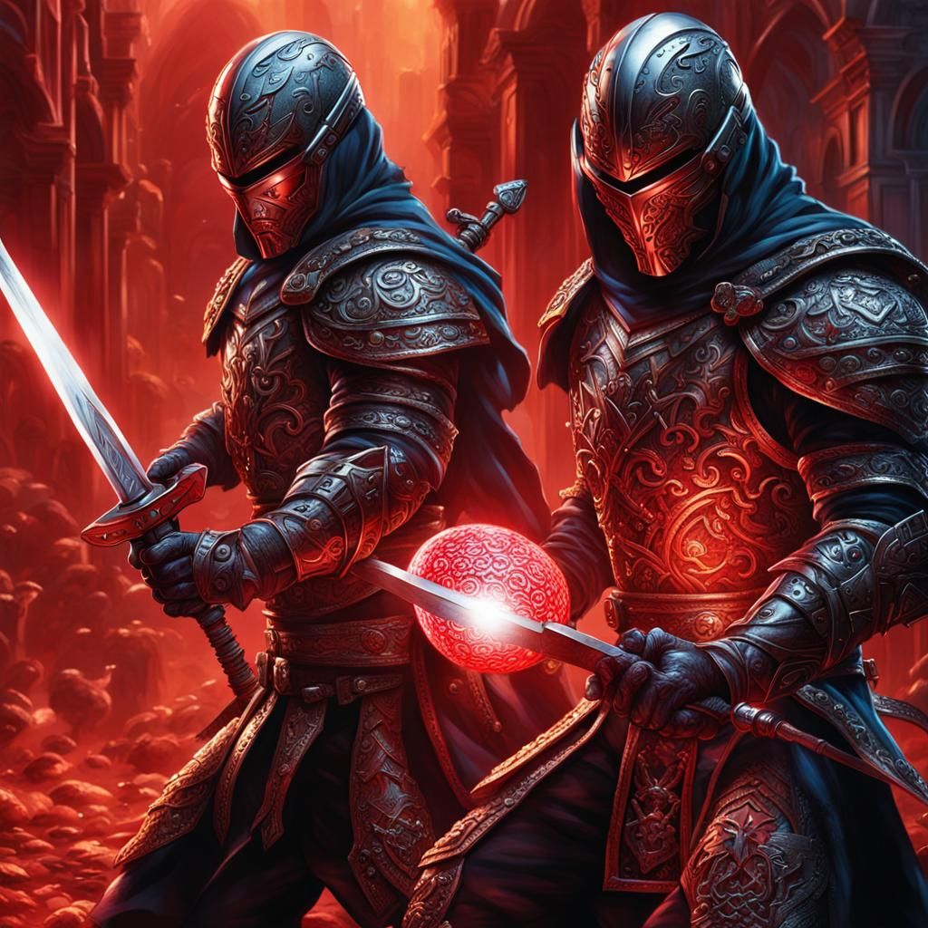 Futuristic Warriors Guard Ornate Easter Egg