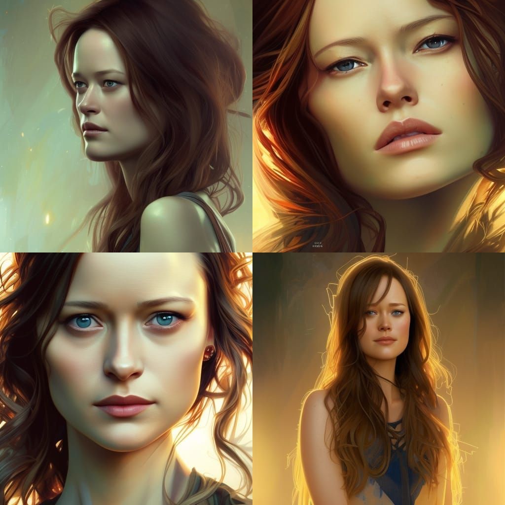 Auburn-Haired Woman with Green Eyes: Detailed Portrait