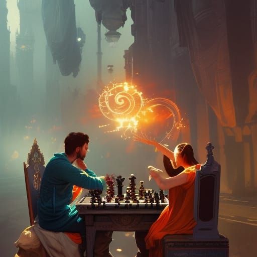 Hyperdetailed Wizards Chess Game in 8k Resolution