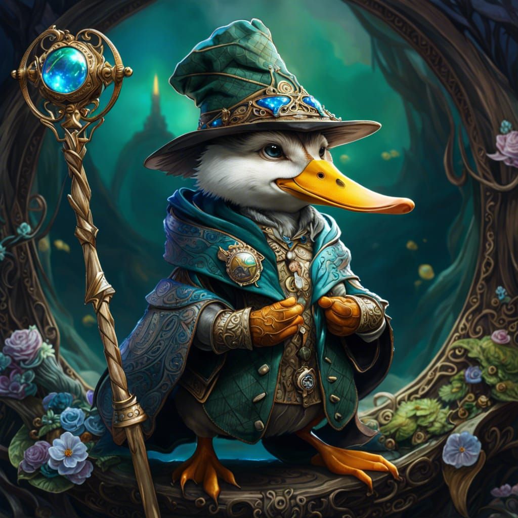 Mallard Wizard on Fantasy Adventure as Digital Art