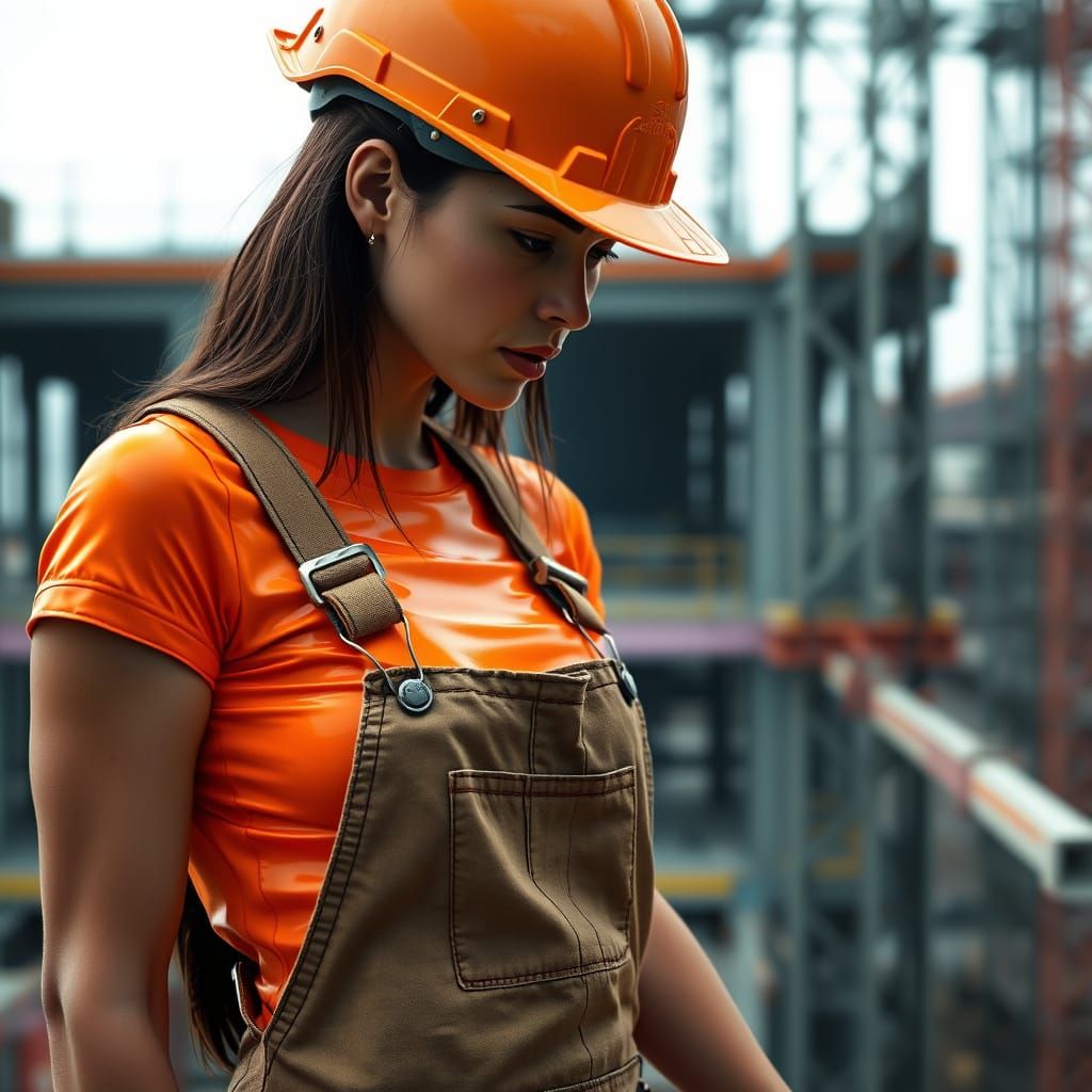 Futuristic Female Construction Worker in Vibrant Colors